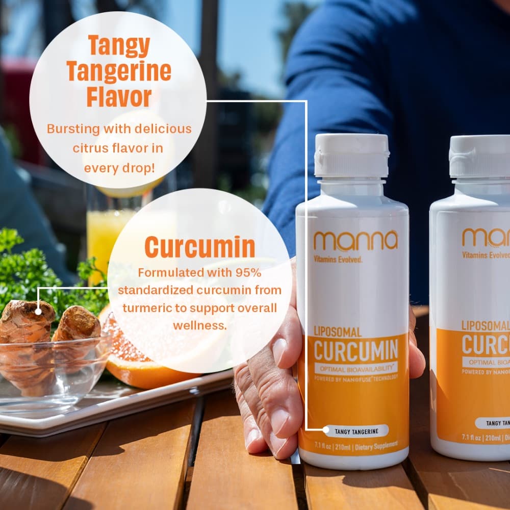 Manna Vitamins Evolved Liposomal Liquid Curcumin for Advanced Absorption Best Turmeric Supplement for Daily Joint & Immune Health Support - Vegan, Non-GMO, 95% Curcuminoids